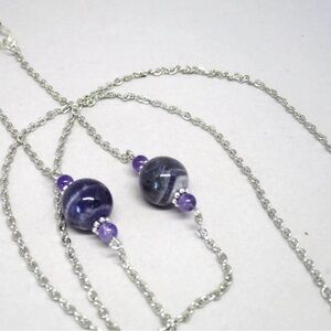 Eyeglass chain, silver chain with natural amethysts. Leash for sunglasses.